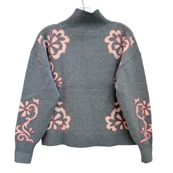Anthropologie Montana Mock Neck Sweater Maeve Half Zip Up Grey Pink Womens XS - Picture 6 of 11
